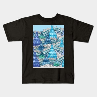 STOKE ON TRENT: BLUE ABSTRACT KILNS Kids T-Shirt